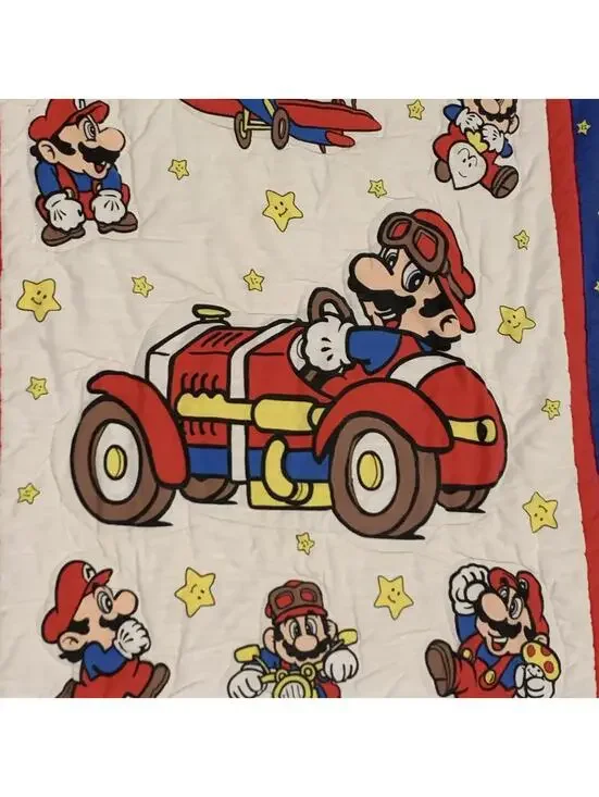 Vintage Super Mario Nintendo Baby Blanket Quilt Comforter 32”x41” crib size - Picture 4 of 9